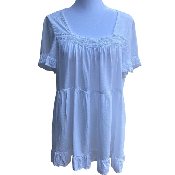 Jane and Delancey Tops - Jane and Delancey White Ruffle Women’s Tunic Oversized Size M